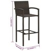vidaXL Bar Stool Set of 4 Brown Synthetic rattan, powder-coated steel - 3 of 4