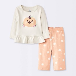 Conjunto de Bebé Niña de Camisa de Manga Larga y Leggings de Campana Calabaza - Cloud Island™ Crema