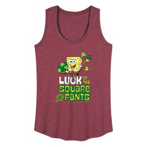 Women's - SpongeBob Squarepants - Luck Of The Square Pants Graphic Racerback Tank - 1 of 4