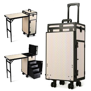 Byootique Rolling Manicure Table with 4 Storage Foldable Nail Station Desk for Beauty Salon Makeup Artist Manicurist Hairstylist - 1 of 4