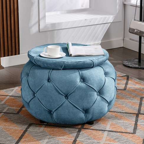 Large deals blue ottoman