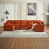 TiramisuBest Modern U-Shaped 6-Seat Sectional Sofa with Ottoman & 3 Toss Pillows, Modular Corduroy Sofa for Living Room, Orange - 2 of 4