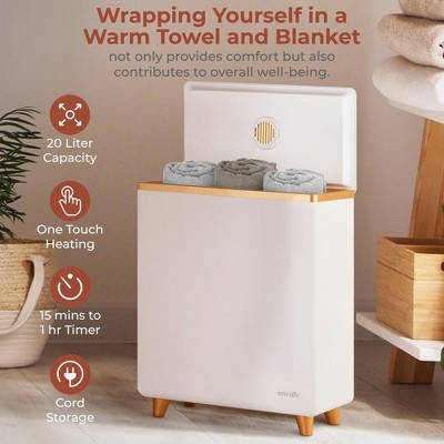 SereneLife White Luxury Towel Warmer with Aroma Fragrance