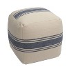 Storied Home Striped Square Canvas Pouf Blue: Cotton Upholstery, Adult Use, No Assembly Required - 3 of 4