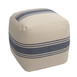 Storied Home Striped Square Canvas Pouf Blue: Cotton Upholstery, Adult Use, No Assembly Required - 1 of 4