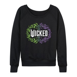 Women's - Wicked - Floral Wicked Logo Lightweight French Terry Wide Neck Long Sleeve Graphic Shirt - 1 of 4