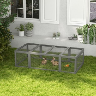 Gray Large Wooden Outdoor Rabbit and Guinea Pig Hutch