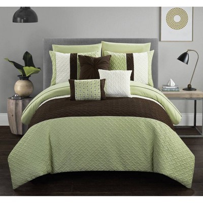 Queen 10pc Arza Bed In A Bag Comforter Set Green - Chic Home Design
