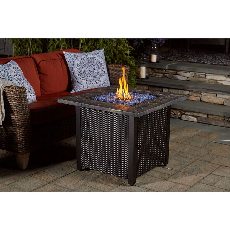 Endless Summer 30 Inch Square 30,000 BTU LP Gas Outdoor Fire Pit Table with Resin Mantel and Protective Cover, 2 of 7