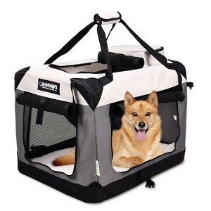 GOOPAWS Indoor & Outdoor 3-Door Collapsible Soft-Sided Dog, Shale Green, 24'' - 1 of 4