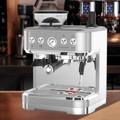Professional Espresso Machine with Built-In Grinder and Milk Frother, Cappuccino and Latte Maker, Gift for Coffee Enthusiasts, Mom, Dad