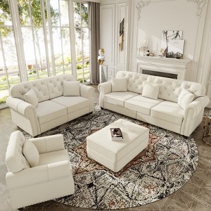 GDFStudio Iris 4 Piece Mid-Century Modern Velvet Upholstered
