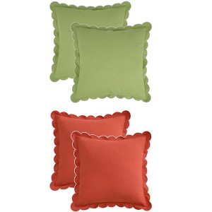 REGALWOVEN 4 Pcs Cotton Modern Soft Cozy Throw Pillow Covers with Scalloped Wavy Edge Designs for Home Decor 18 x 18 Inch - 1 of 4