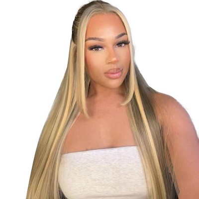 Jessie's Wig 24 Inch Straight Wig Ombre Golden Brown Highlight Color 13x4 Lace 1 Pc/Pack