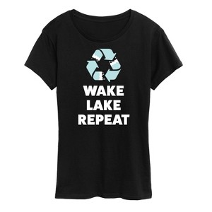 Women's - Instant Message - Wake Lake Repeat Short Sleeve Graphic T-Shirt - 1 of 4
