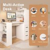 HDZNVF White Computer Desk with 4-in-1 Socket, the Desk with 3 Slide Drawers and 4 Storage Levels - 4 of 4