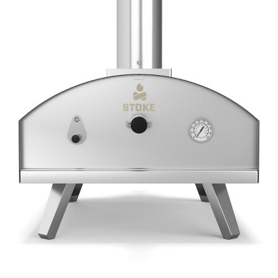 Stoke 5pc 13&#34; Wood Fueled Outdoor Patio Pizza Oven with Pizza Stone, Weatherproof Cover, Pizza Peel and Pizza Cutter_2