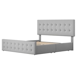 Bed Frame with Adjustable Headboard, Upholstered Button Tufted Platform Bed Frame with 4 Storage Drawers, No Box Spring Needed - 1 of 4