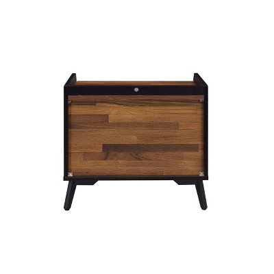 Jiranty Industrial Walnut & Black Metal Accent Table with Storage