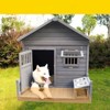 VisioGear Large Balcony Doghouse with Large Terrace, Weatherproof Large Dog House, Grey, 44.2"*44.6"*44.6" - 4 of 4