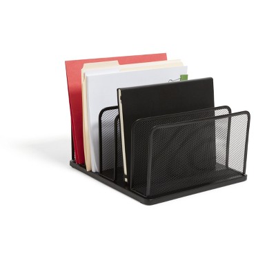 TRU RED 5 Compartment Wire Mesh File Organizer Matte Bk TR57558-CC