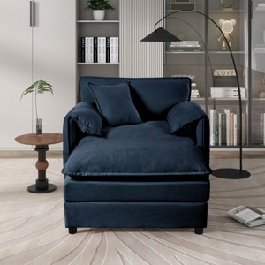 Oversized Recliner Armchair with Ottoman, Chenille Upholstered Modular Lounge Chair for Living Room Bedroom-3irtyhousy - 1 of 4