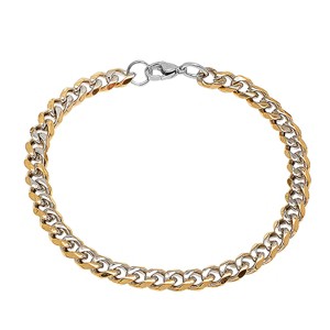 Steeltime Men's two tone 18k gold plated and stainless steel cuban link bracelet - 1 of 3