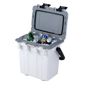 Costway 21 QT Ultra-Light Injection Molded Cooler with Swing-up Handle & Bottle Opener White/Brown - 1 of 1