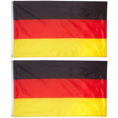 Juvale 2 Piece Germany National Flag Banner, German Deutschland Flag for Outdoor Garden Party Decor, 3 x 5 Feet