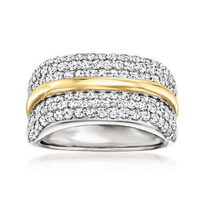Ross-Simons 1.25 ct. t.w. Pave Diamond Ring in Sterling Silver With 14kt Yellow Gold