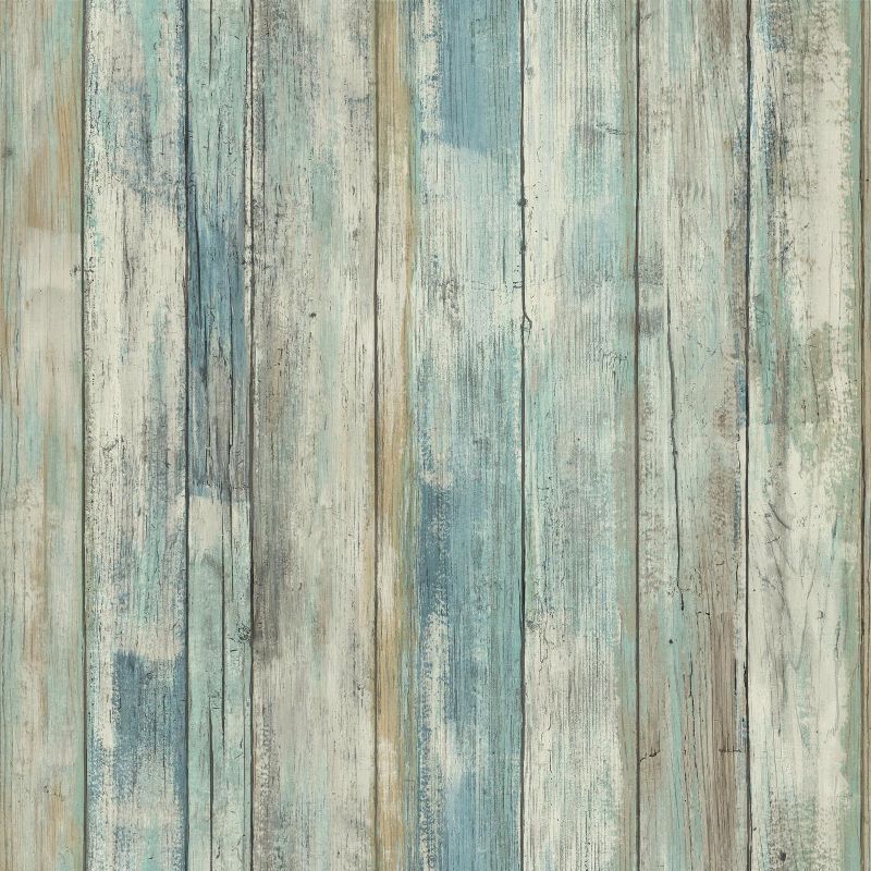 RoomMates Distressed Wood Peel And Stick Wallpaper Blue, 1 of 11
