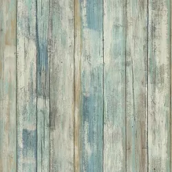 RoomMates Distressed Wood Peel And Stick Wallpaper Blue
