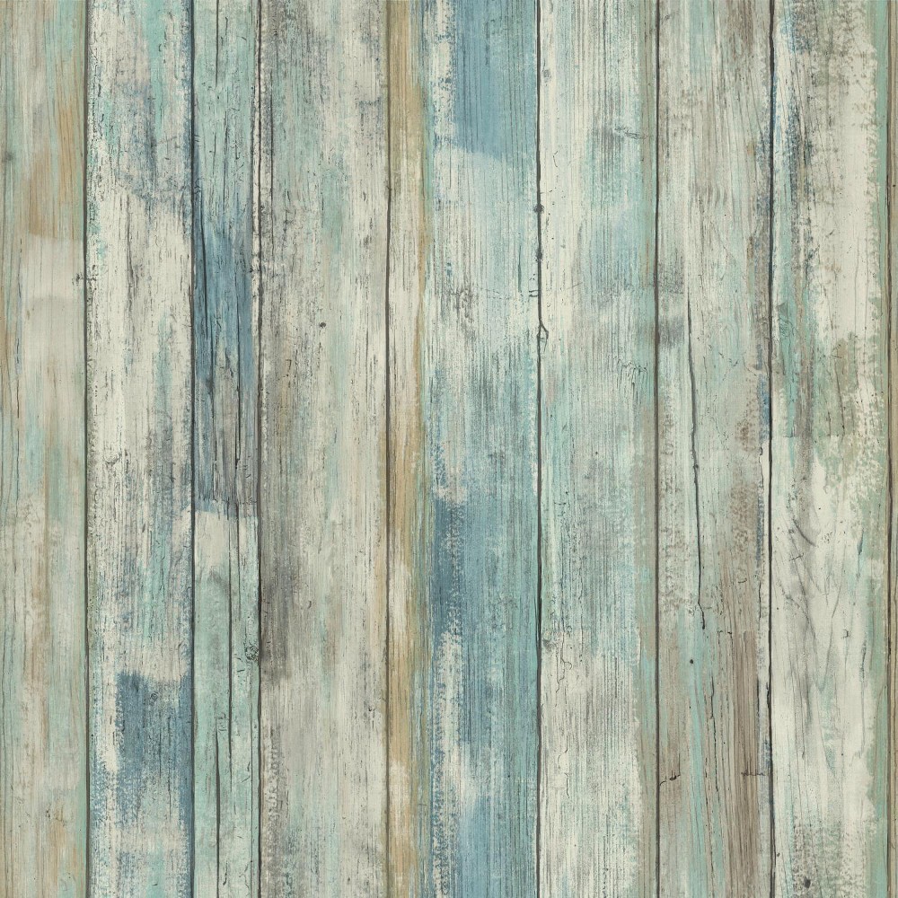 Photos - Wallpaper Roommates Distressed Wood Peel And Stick  Blue 