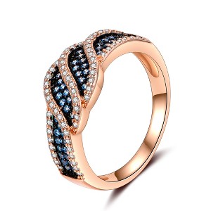 Trisha Anniversary Band Ring Blue Cz Black Rose Womens Ginger Lyne Collection - 1 of 4