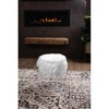 BirdRock Home Round White Faux Fur Foot Stool Storage Ottoman with Silver Legs - 4 of 4