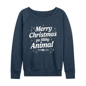 Women's - Home Alone - Merry Christmas Filthy Animal Lightweight French Terry Wide Neck Long Sleeve Shirt - 1 of 4