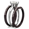 Slickblue Stainless Steel Two-Tone Ring for Women, Oval Clear CZ, Black or Dark Brown Finish, Wedding Style, Size 5-11 - 4 of 4