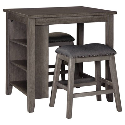 Set of 3 Caitbrook Counter Height Dining Table and Bar Stools Gray - Signature Design by Ashley
