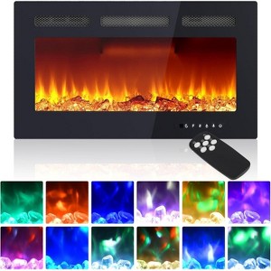 Acekool 68" Wall Mounted or Recessed Electric Fireplace, Ultra Thin Linear Heater, Remote, Dual Heat, 12 Flame Colors, Timer, Modern Decor - 1 of 4