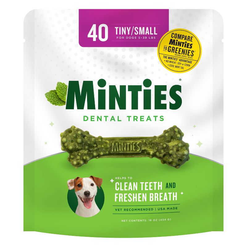 VetIQ Minties - Dental Peppermint Flavor Dog Treat - Tiny/Small, 1 of 11