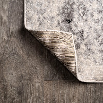 Ivory and Charcoal Abstract Synthetic Area Rug
