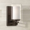Minka Lavery Industrial Wall Light Sconce Smoked Iron Hardwired 4 1/2" Fixture Clear Outer Etched White Inner Shade for Bedroom - 2 of 4