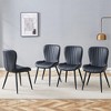 Set of 4 Dining Chair Leather Dinner Chair Armless Chairs with Padded Seat - Modernluxe - 2 of 4