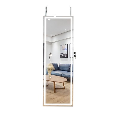 Okak Moedern Full Body Mirror with Jewelry Storage, Wall Mirror with Security Lock, Door Mirror for Living Room, Clothing Room