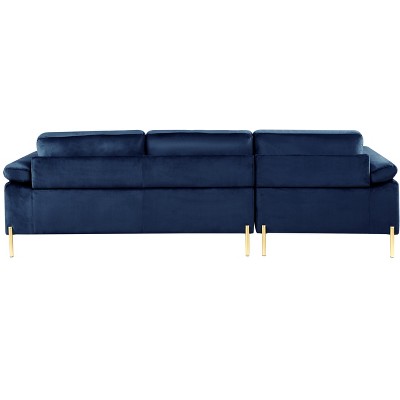 Vynxaria Shannon Velvet Sectional Sofa with Chaise - Mid-Century Modern Elegance