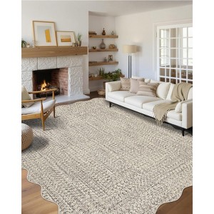 Coucheta Washable Braided Area Rug, Vintage Scalloped Design, Non-Slip Low Pile Indoor Carpet for Living & Dining Room, Bedroom, Office & Nursery - 1 of 4