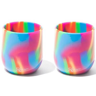 Silipint: Silicone 12oz Stemless Wine Glasses: 2 Pack Hippie Hops