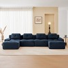 153" Modern U-Shaped Sectional Sofa with Corduroy Fabric , Modular Sectional Sofa with Movable Ottoman, 4-Seater Living Room Sofa-Koiai - 2 of 4