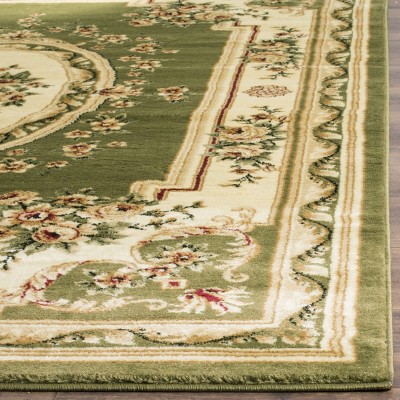 Sage and Ivory Floral Rectangular Synthetic Area Rug