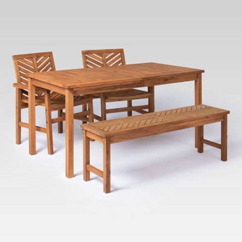 Chevron dining table online and bench